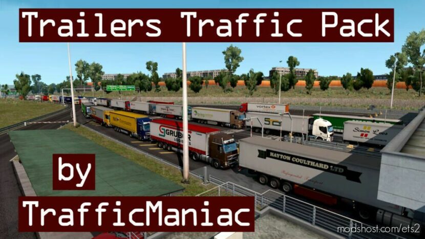 ETS2 Standalone Mod: Trailers Traffic Pack by Trafficmaniac V12.8.5 (Featured)