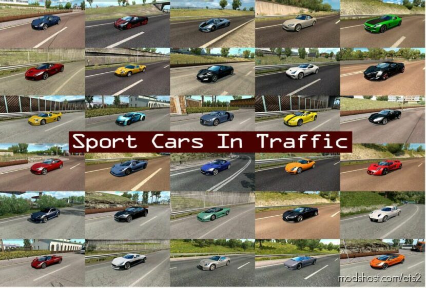 ETS2 Trafficmaniac Mod: Sport Cars Traffic Pack by Trafficmaniac V12.7.8 (Featured)