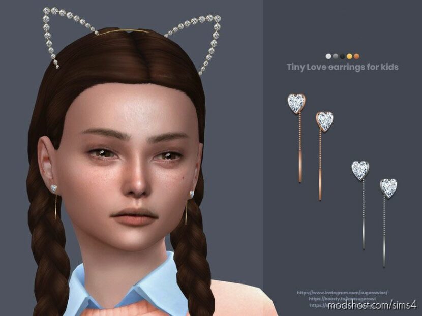 Sims 4 Female Accessory Mod: Tiny Love Earrings For Kids (Featured)