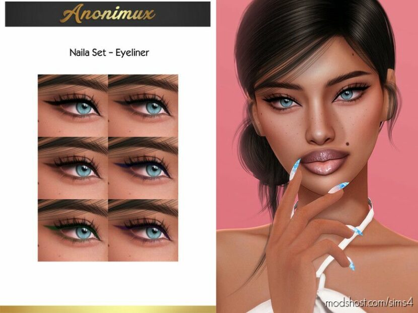 Sims 4 Eyeliner Makeup Mod: Naila Set - Eyeliner (Featured)