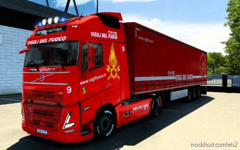 ETS2 Volvo Mod: Skin Volvo FH5 Vigili DEL Fuoco 1.46 (Featured)