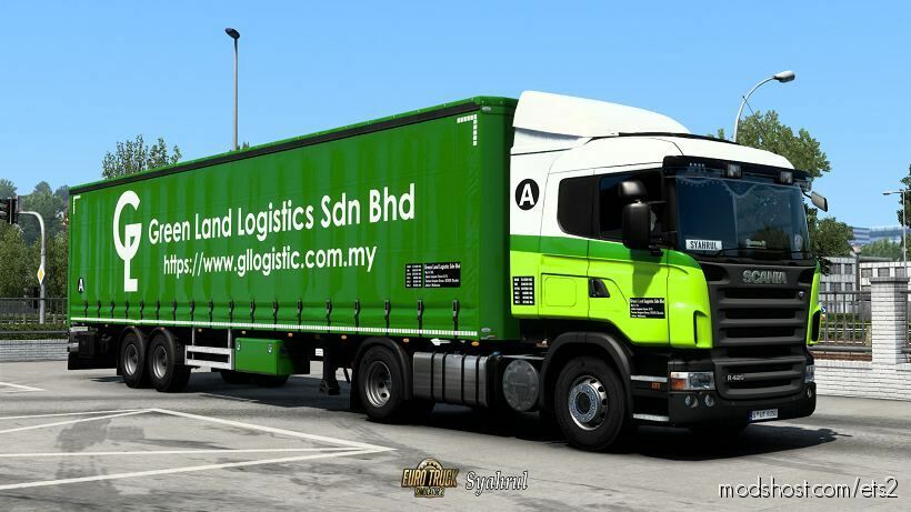 ETS2 RJL Mod: Scania R Series Green Land Logistic SDN BHD Combo Skin (Featured)