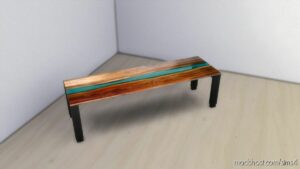 Sims 4 Object Mod: Wood and Resin Table Set (Image #4)