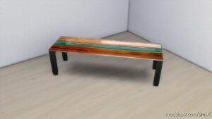 Sims 4 Object Mod: Wood and Resin Table Set (Image #6)