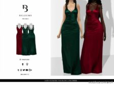 Sims 4 Female Clothes Mod: Satin Plunging V-Neckline Long Dress (Featured)