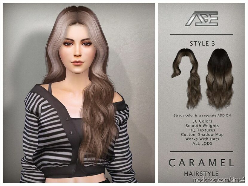 Sims 4 Female Mod: Caramel Hair - Style 3 (Featured)