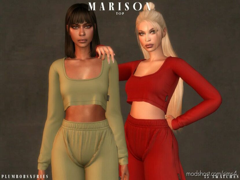 Sims 4 Elder Clothes Mod: MARISON Set (TOP+Shorts) (Featured)