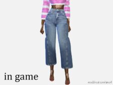 Sims 4 Elder Clothes Mod: Wide Leg Trf Jeans (Image #2)