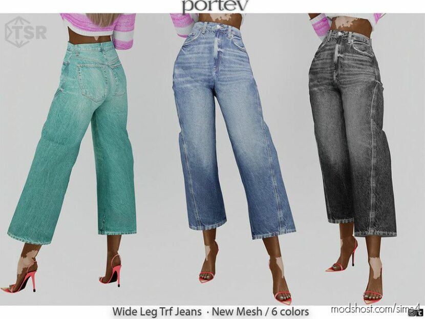 Sims 4 Elder Clothes Mod: Wide Leg Trf Jeans (Featured)