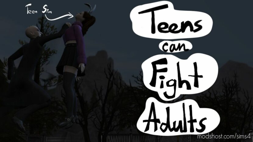 Sims 4 Mod: Teens can Fight Adults (Featured)