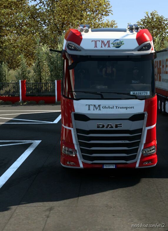 ETS2 Mod: skin cabin DAF XG+ new red TM global transport by maury79 1.46 (Featured)