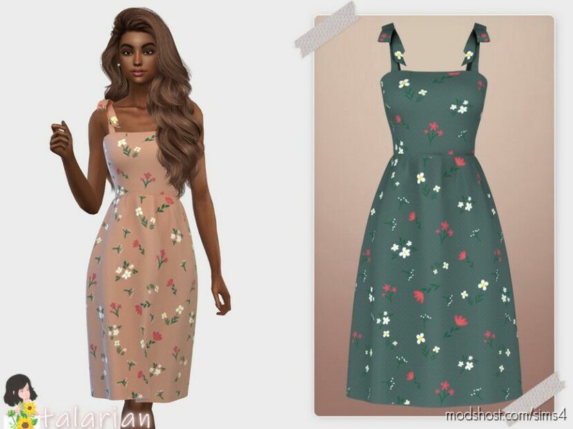 Sims 4 Female Clothes Mod: Maria Strap Tie Dress (Featured)