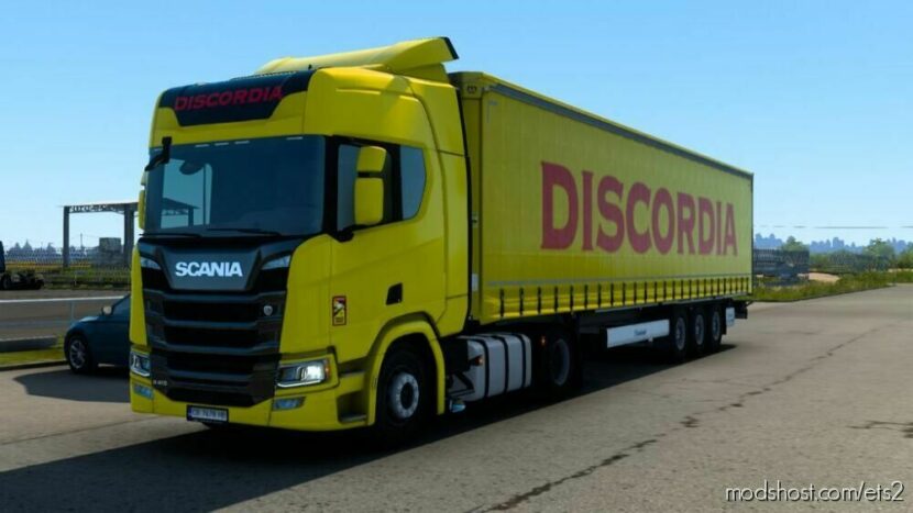 ETS2 Krone Mod: Scania R (Next GEN) And Krone Profi Liner Trailer (Krone DLC Required) Discordia Skin Pack (Featured)