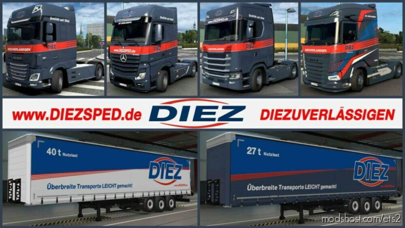 ETS2 DAF Mod: Combo Skin Pack Spedition Diez (Featured)