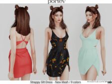 Sims 4 Female Clothes Mod: Strappy Slit Dress (Featured)