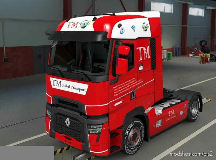 ETS2 Mod: skin RENAULT T TM global transport by maury79 1.46 (Featured)