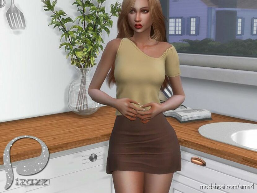 Sims 4 Everyday Clothes Mod: Relaxed One Shoulder Top + Skirt (Featured)