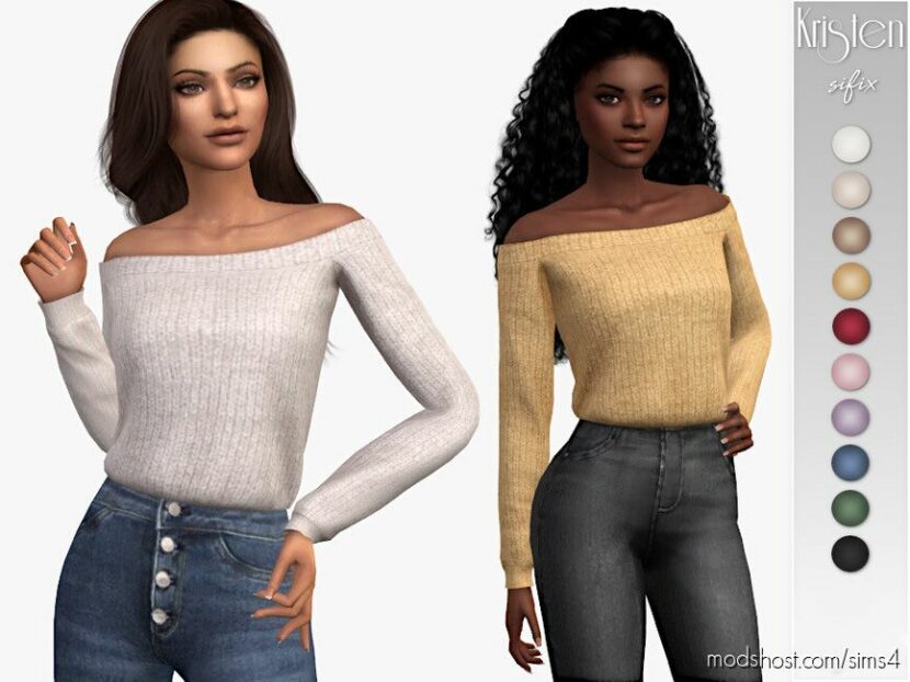 Sims 4 Female Clothes Mod: Kristen Sweater (Featured)