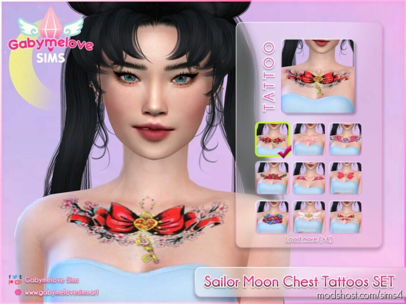 Sims 4 Mod: Sailor Moon Chest Tattoos SET (Featured)