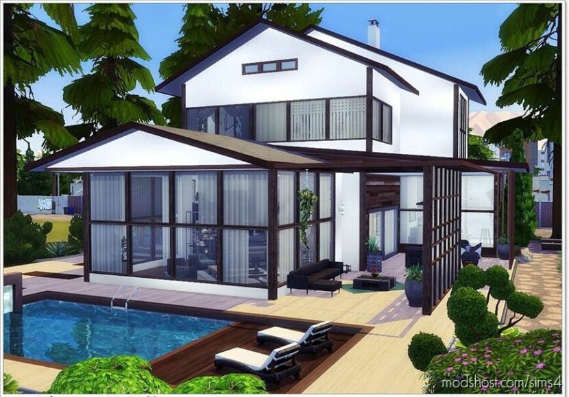 Sims 4 Mod: Modern House 24 No CC (Featured)