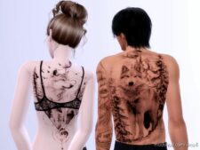 Sims 4 Tattoo Mod: Moon Wolf Back (Featured)