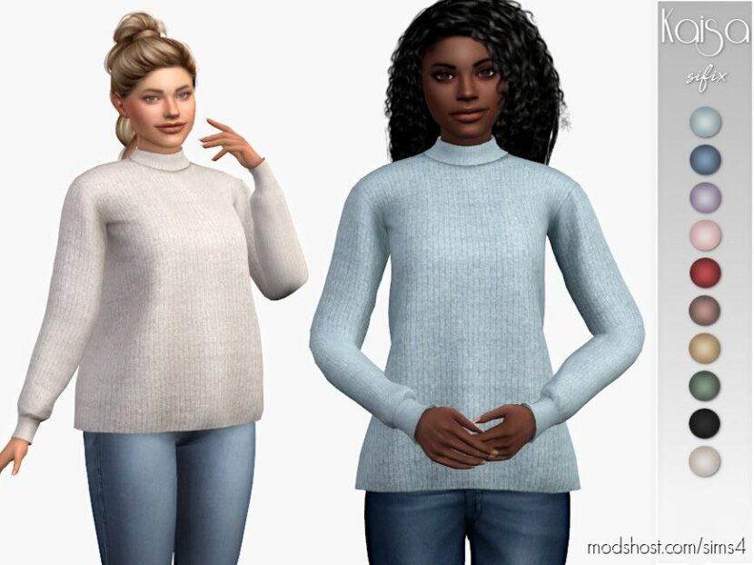 Sims 4 Female Clothes Mod: Kaisa Sweater (Featured)