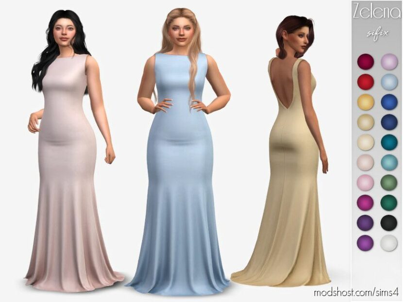 Sims 4 Teen Clothes Mod: Zelena Gown (Featured)