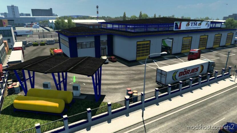 ETS2 Mod: BIG GARAGE SKIN COMPANY BLUE TM Global Transport di maury79 1.47 (Featured)