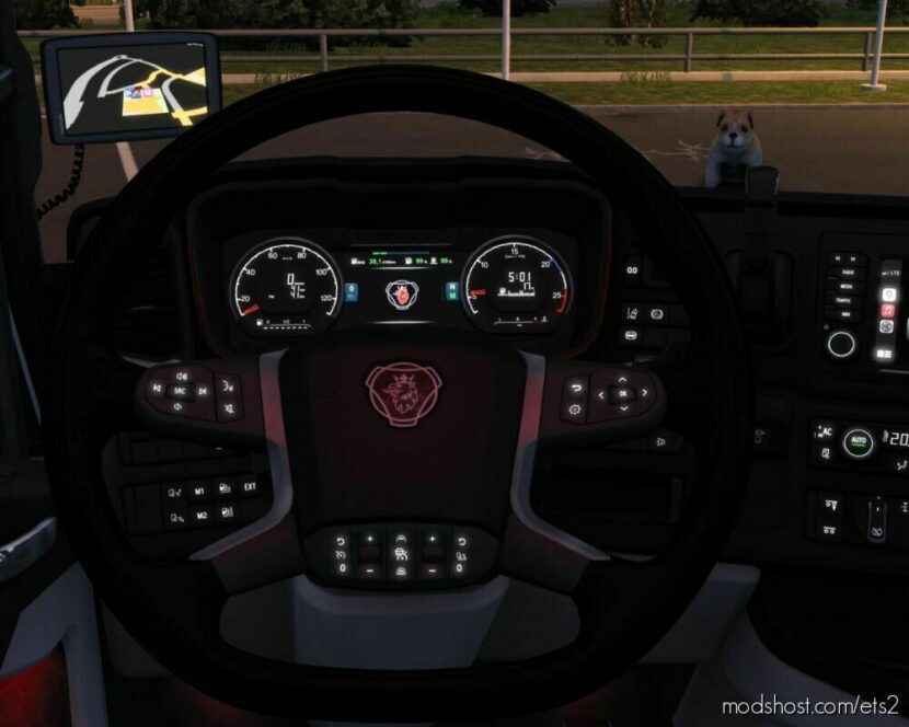 ETS2 Scania Part Mod: S/R Piano Black Steering Wheel (Featured)