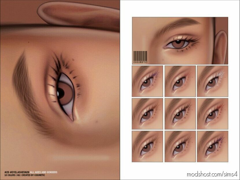 Sims 4 Female Makeup Mod: 2D Natural Eyelashes N26 (All Ages) (Featured)