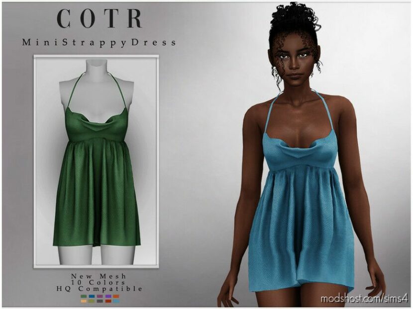 Sims 4 Female Clothes Mod: Mini Strappy Dress D-222 (Featured)