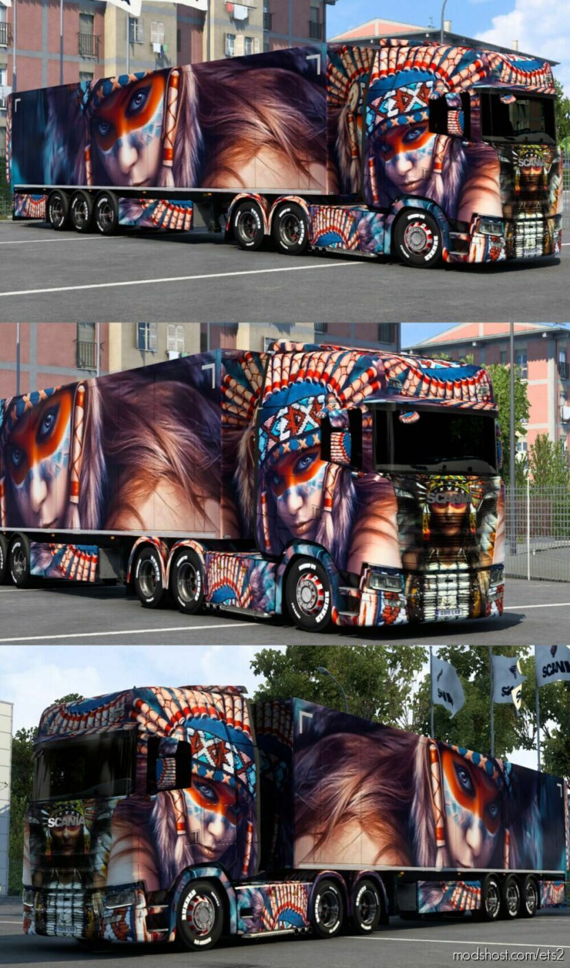 ETS2 Scania Mod: Native Girl Skin (Featured)