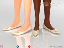 Sims 4 Female Shoes Mod: Pointed pastel flats with rhines (Featured)