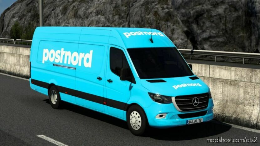 ETS2 Mercedes-Benz Mod: Skin Postnord Mercedes-Benz Sprinter 2019 By Rodonitcho Mods 1.47 (Featured)