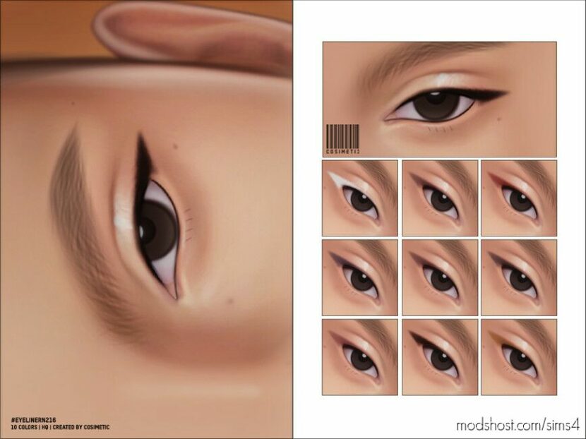 Sims 4 Eyeliner Makeup Mod: Basic Eyeliner N216 (Featured)