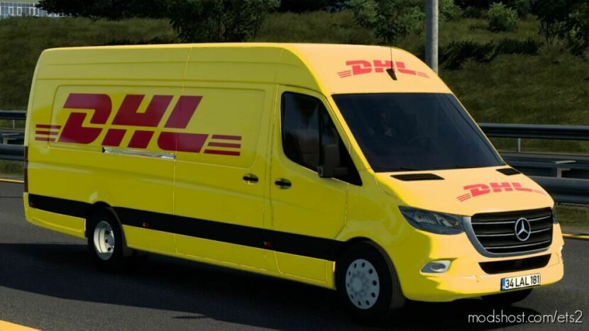 ETS2 Mercedes-Benz Mod: Skin DHL Mercedes-Benz Sprinter 2019 By Rodonitcho Mods 1.47 (Featured)