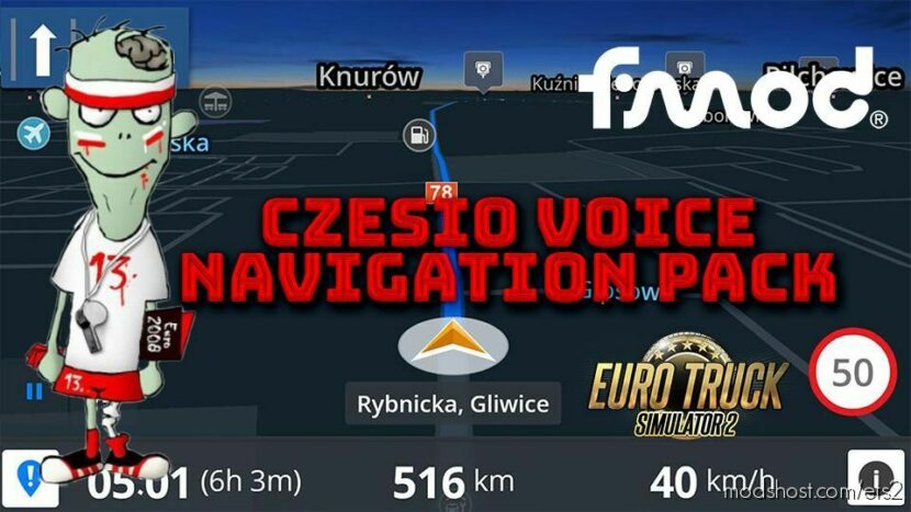 ETS2 Navigation Sound Mod: Czesio Voice Navigation Pack V2.1 (Featured)