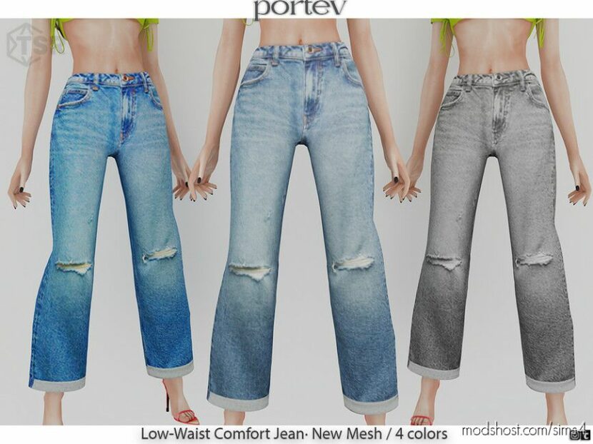 Sims 4 Female Clothes Mod: Low-Waist Comfort Jeans (Featured)