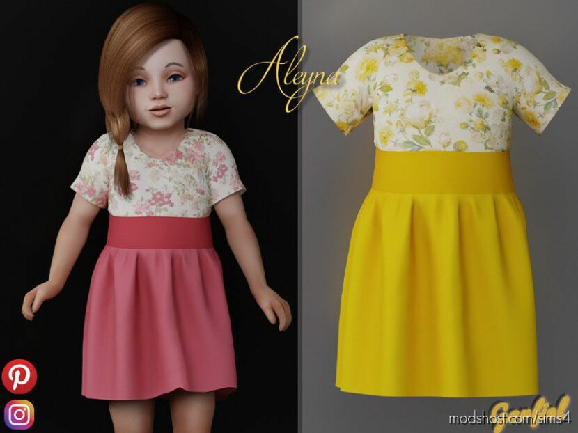 Sims 4 Female Clothes Mod: Aleyna Floral Dress (Featured)