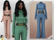 Sims 4 Female Clothes Mod: Lucia Long Sleeve Jumpsuit (Featured)