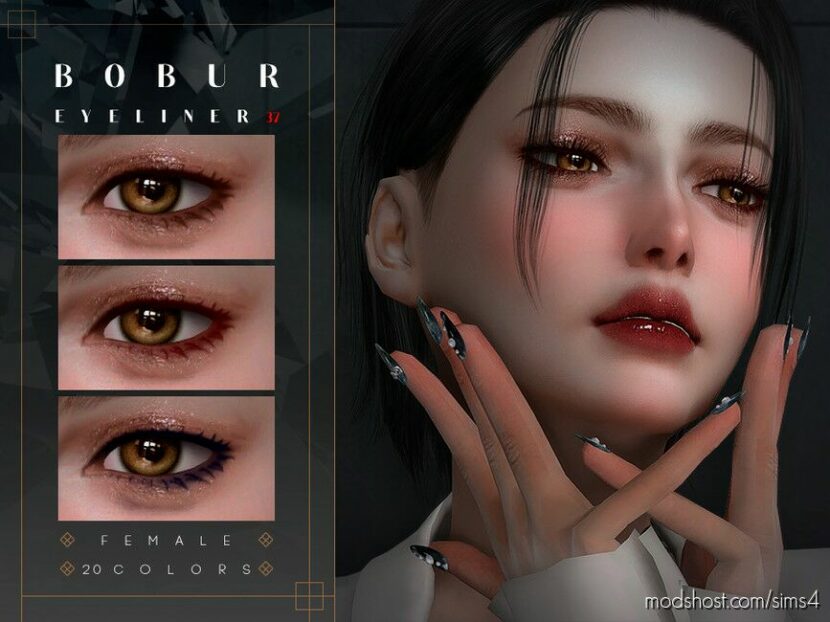 Sims 4 Eyeliner Makeup Mod: Smoky Eyeliner with 2D eyelashes (Featured)