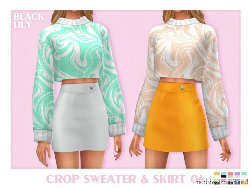 Sims 4 Everyday Clothes Mod: Crop Sweater & Skirt 06 (Featured)