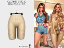 Sims 4 Female Mod: Clothes SET262 - Oversize T-shirt + Leggings (Image #2)