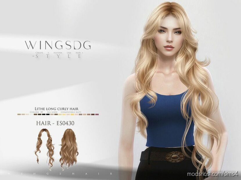 Sims 4 Female Mod: Lithe Long Curly Hair (Featured)