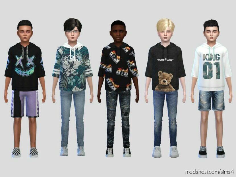 Sims 4 Kid Clothes Mod: Graphic Sweat Hoodie Boys (Featured)