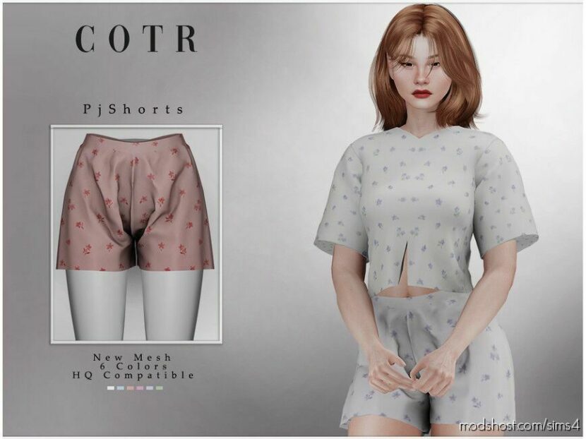 Sims 4 Female Clothes Mod: Chordoftherings PJ Shorts B-67 (Featured)