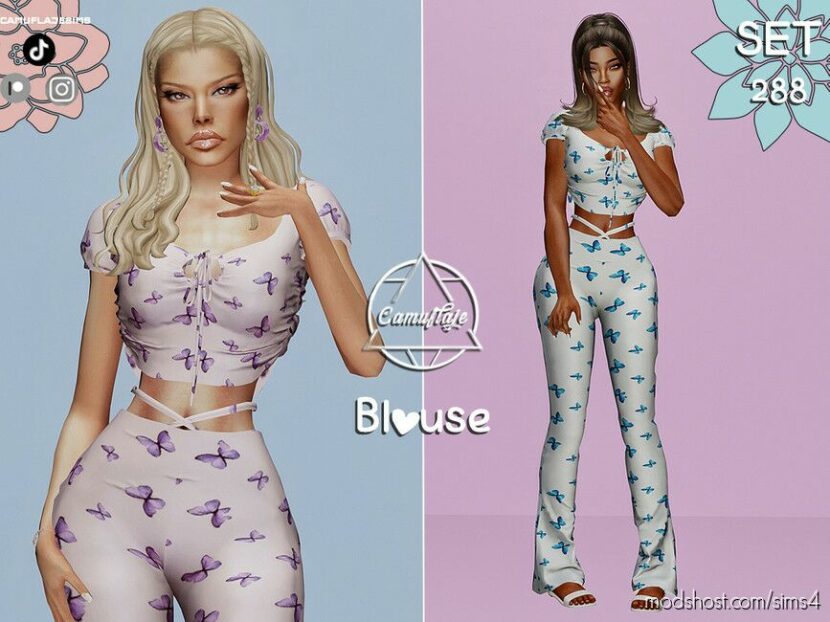 Sims 4 Elder Clothes Mod: SET 288 – Butterfly Blouse (Featured)