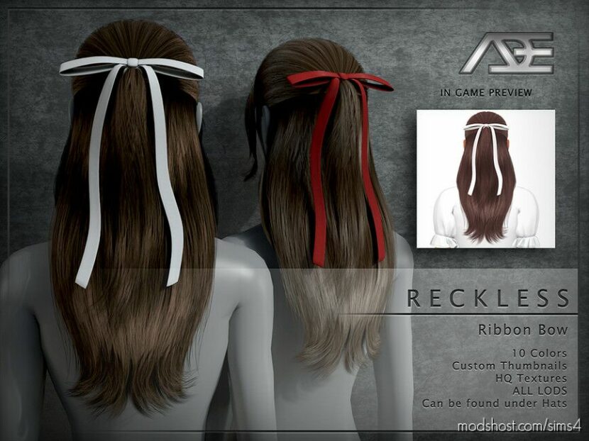 Sims 4 Female Accessory Mod: Reckless – Ribbon BOW (HAT) (Featured)