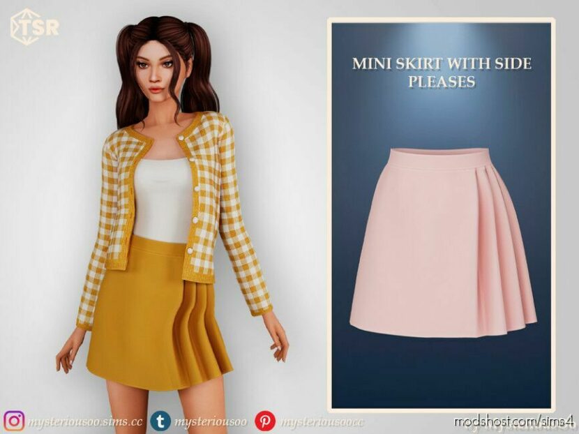 Sims 4 Everyday Clothes Mod: Mini Skirt With Side Pleases (Featured)