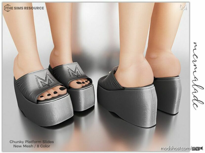 Sims 4 Female Shoes Mod: Chunky Platform Slides S162 (Featured)